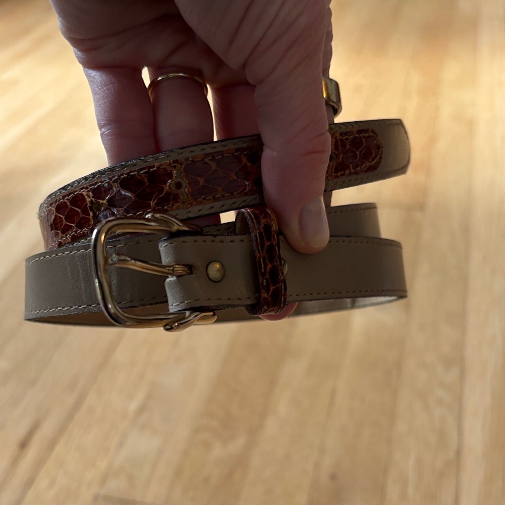Elegant Tan and Brown Leather Belt